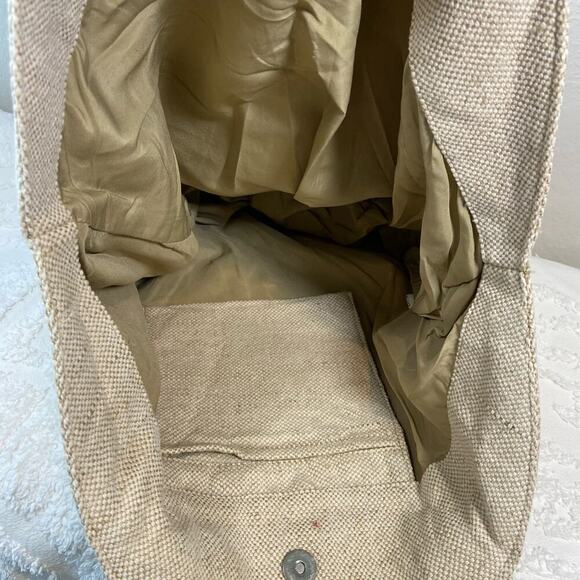 "PLAY" Burlap Tote Lined Women's Natural Sz OS Playful Beachy Seaside Coastal - Picture 3 of 8